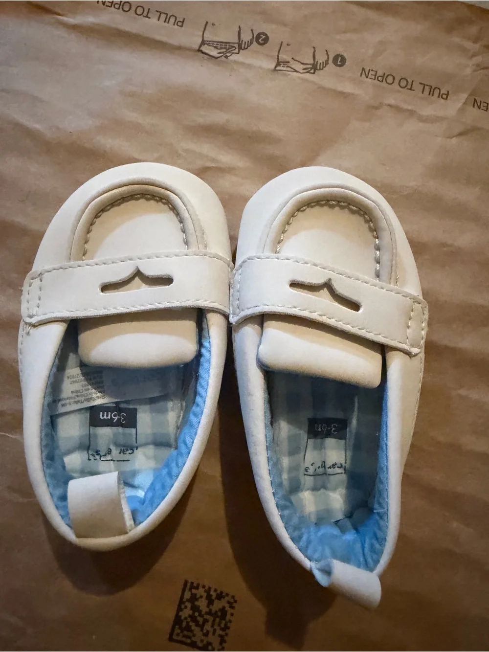 Carter's White Toddlers' Slip-On Dress Shoes with Light Blue Lining